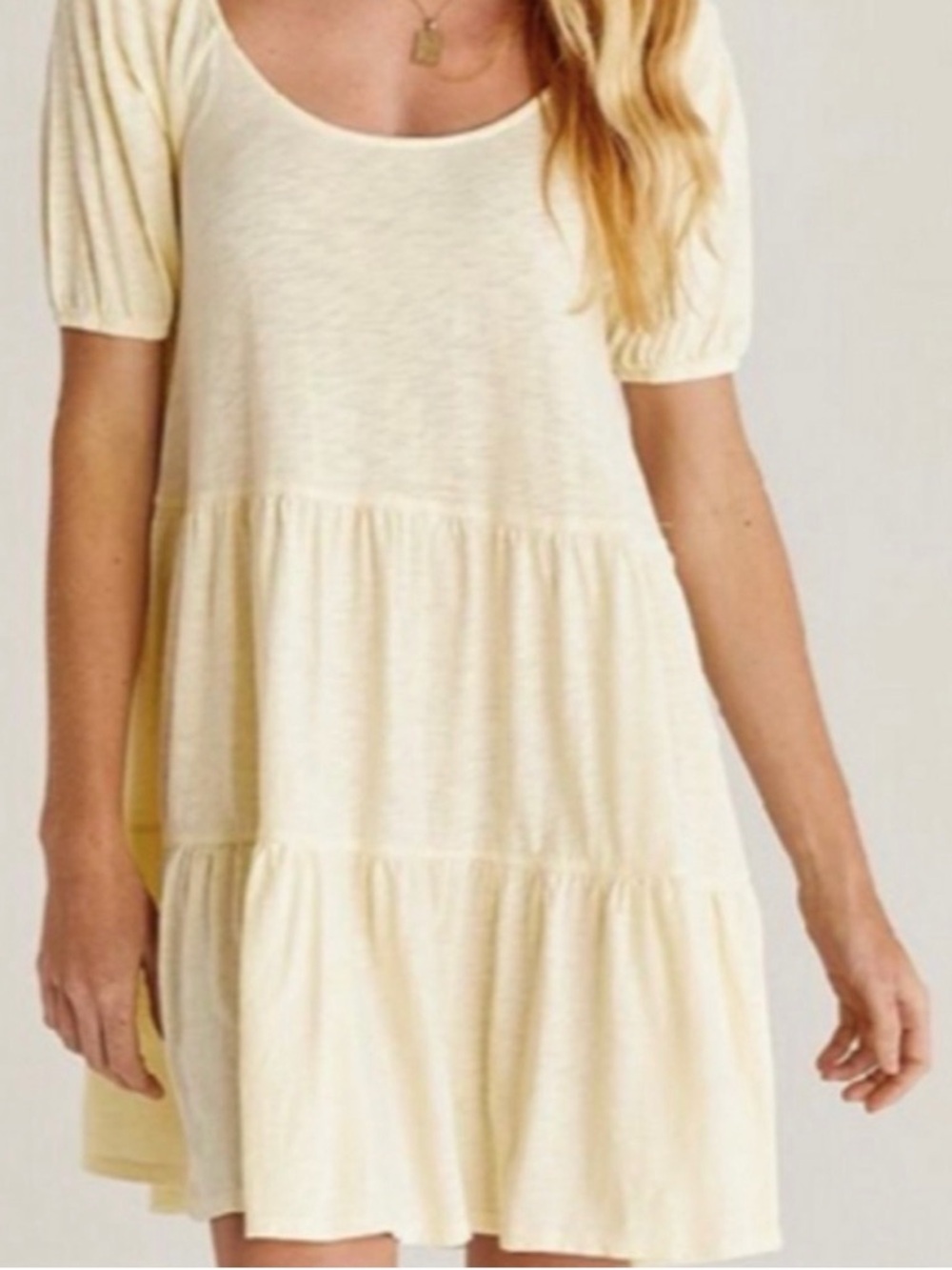 Z Supply Yellow Tiered Cotton Scoop-Neck Mini Dress Sz XS